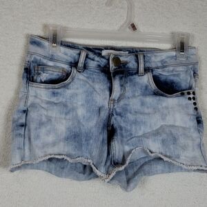 2.1 denim distressed raw hem jean shorts 25